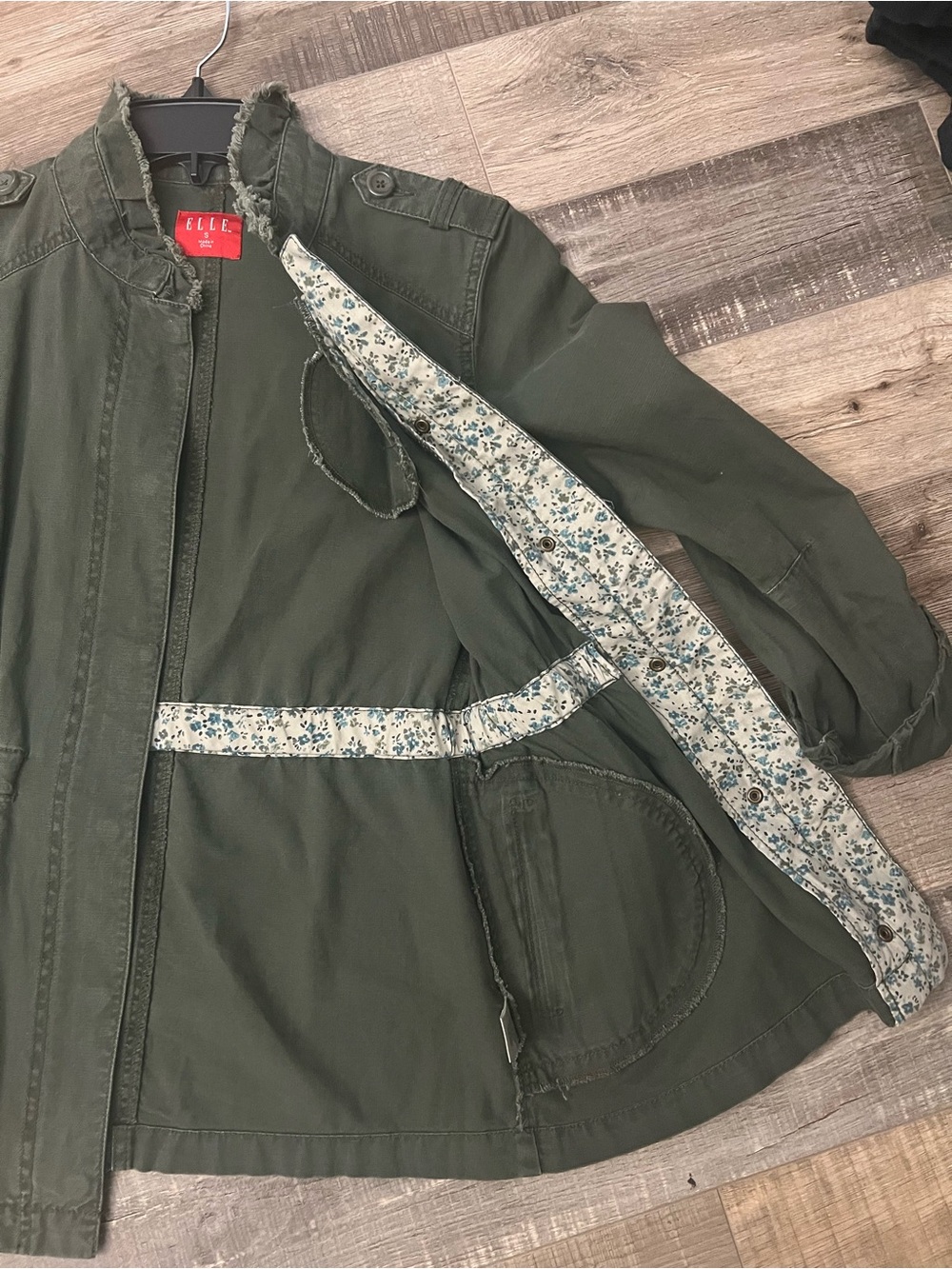 ELLE Olive Green Cinch-Waist Utility Jacket size 4 - Picture 8 of 12
